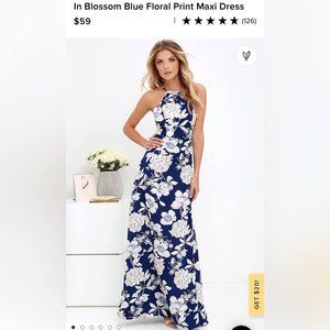 Lulu's Dresses Lulus In Blossom Blue Floral Maxi Dress